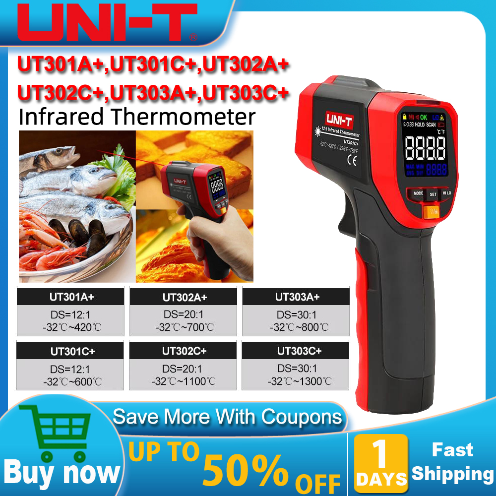 Industrial Laser Temperature Gun - UNI-T UT301A+ UT301C+ Non Contact Infrared