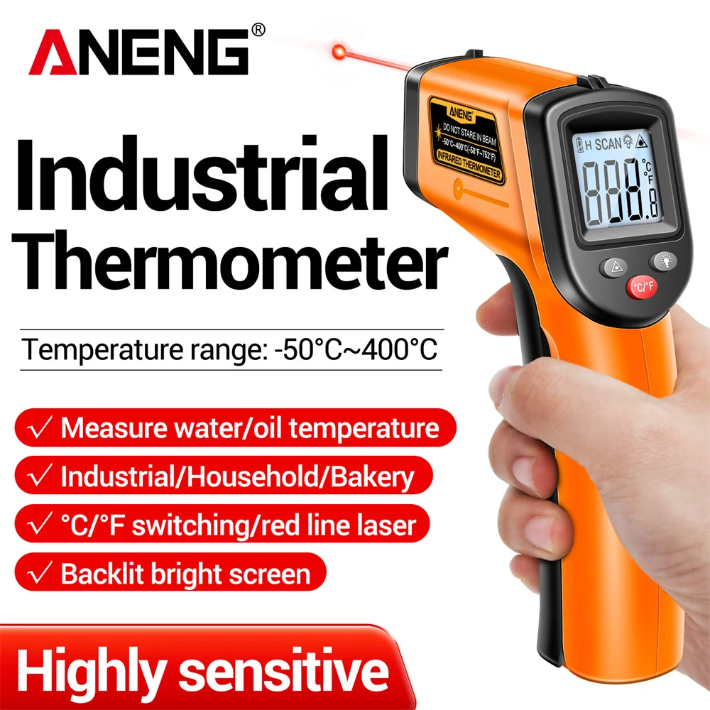 Industrial Laser Temperature Gun - ANENG TH201 Digital Infrared Thermometer Gun