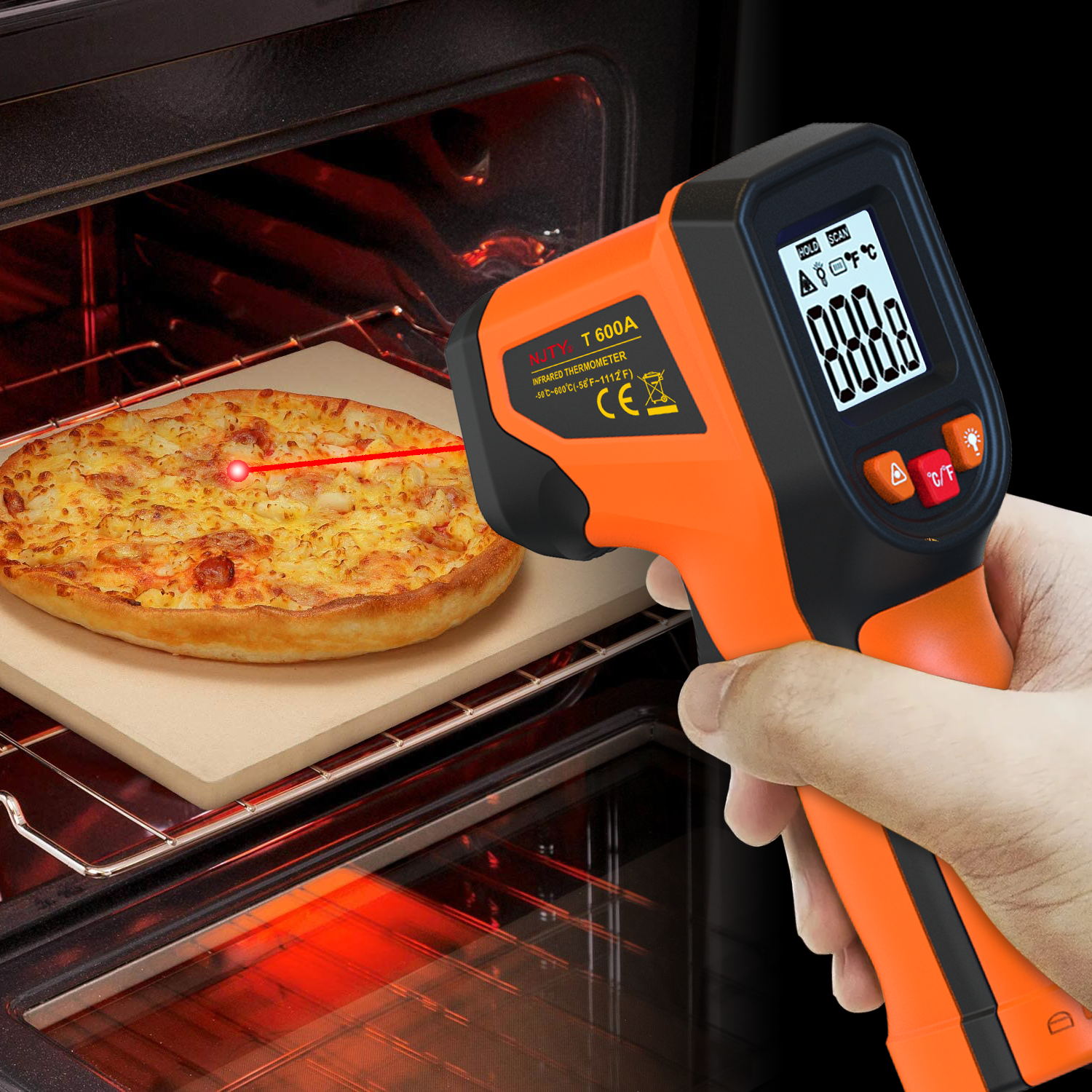 Industrial Laser Temperature Gun - NJTY T600T600A Laser Temperature Gun Infrared