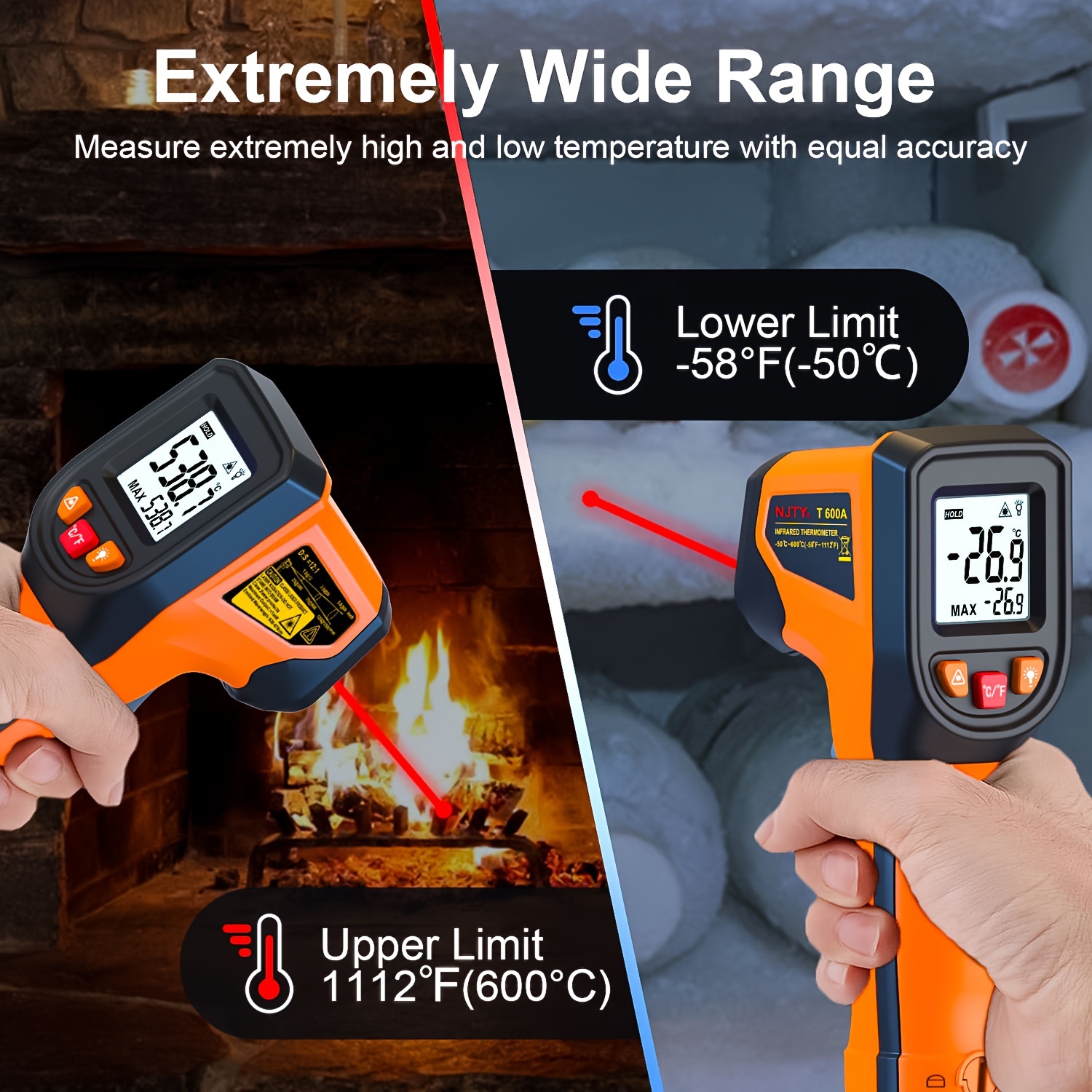 NJTY T600T600A Laser Temperatu - Industrial Laser Temperature Gun บทวิจารณ์และราคา