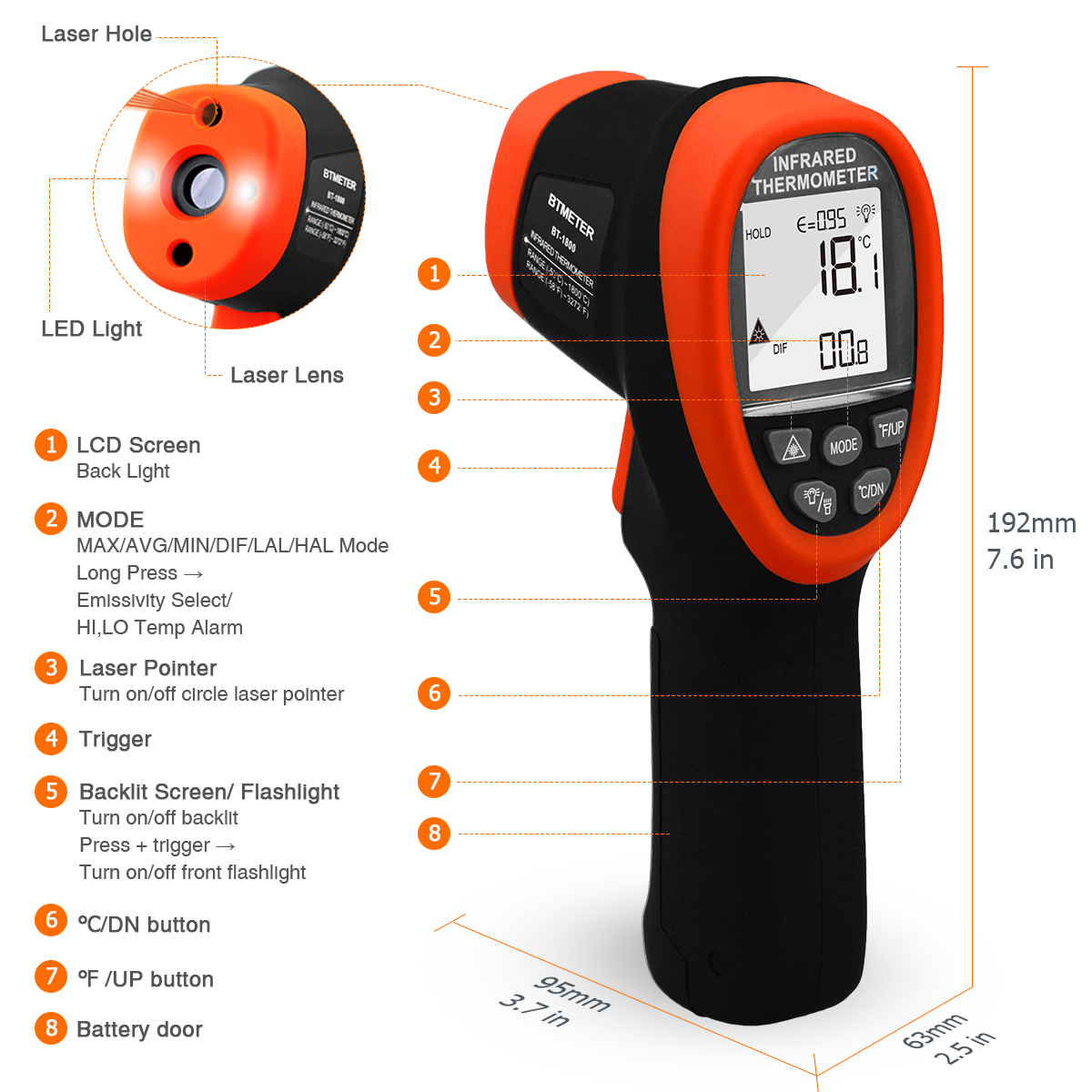 Non Contact Infrared Thermomet - Industrial Laser Temperature Gun บทวิจารณ์และราคา