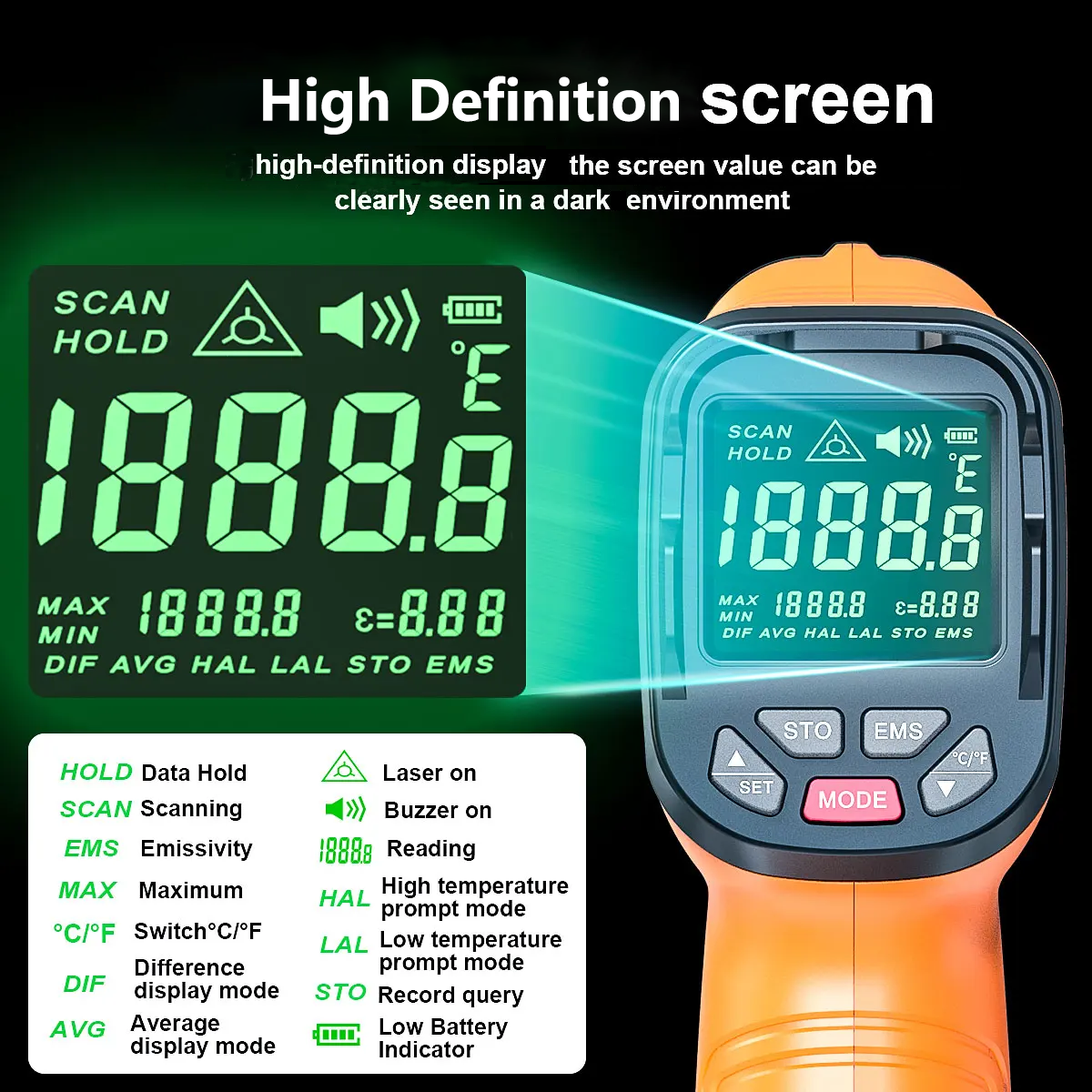 DT1000 DT1600 Infrared Thermom - Industrial Laser Temperature Gun บทวิจารณ์และราคา