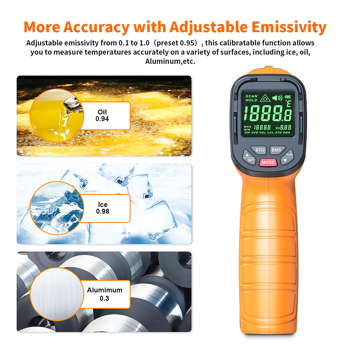 DT1000 DT1600 Infrared Thermom - Industrial Laser Temperature Gun บทวิจารณ์และราคา