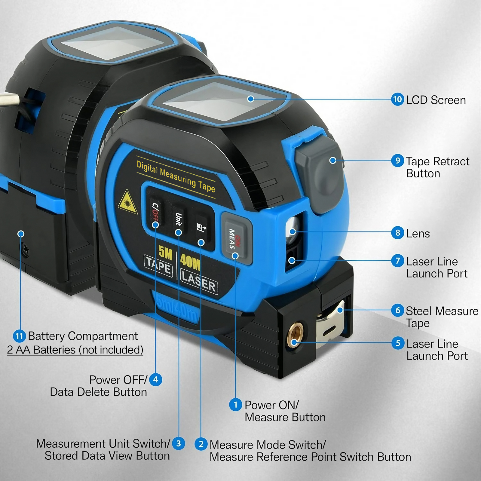 Laser Tape Measure 40M 60M Met - Industrial Laser Sensor บทวิจารณ์และราคา