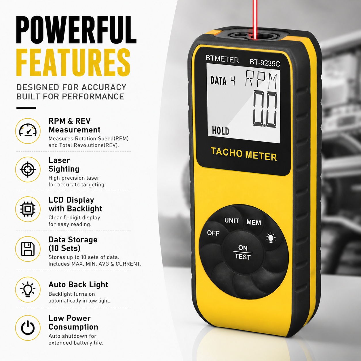 Non-Contact Laser Tachometer,  - Industrial Laser Tachometer บทวิจารณ์และราคา
