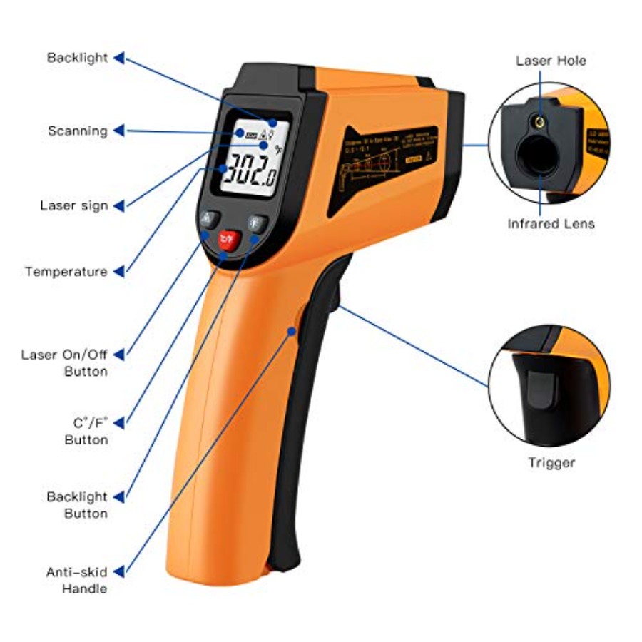 Laser Infrared Thermometer Non - Industrial Laser Temperature Gun บทวิจารณ์และราคา