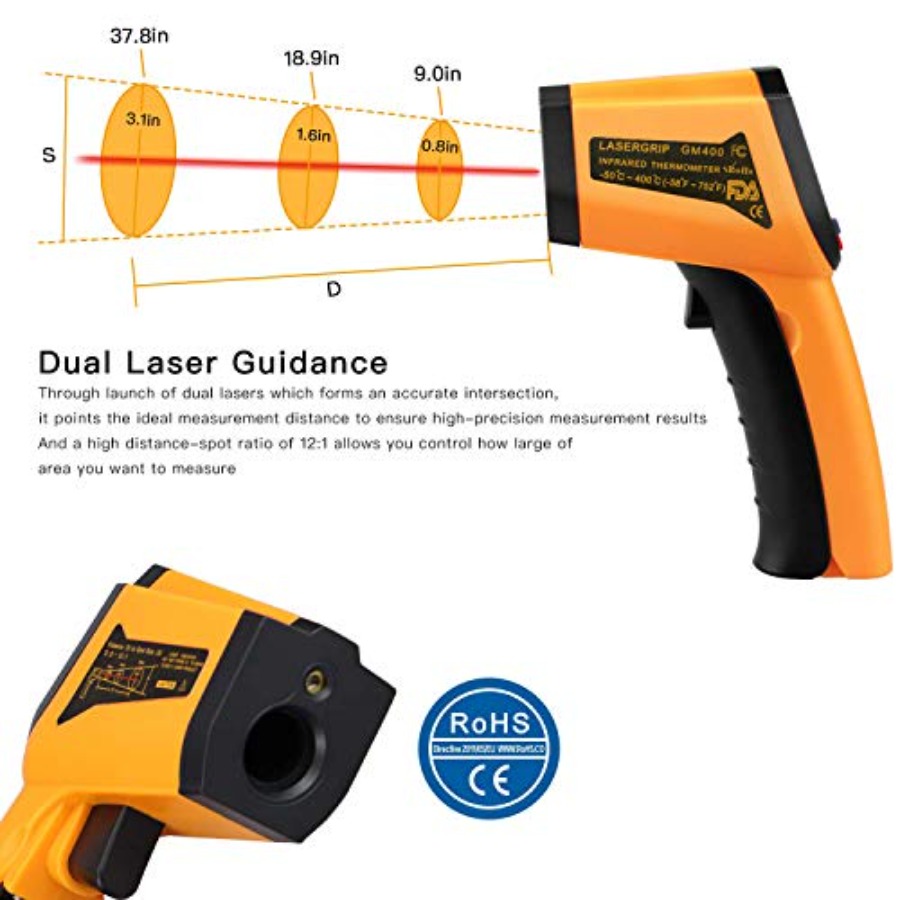 Laser Infrared Thermometer Non - Industrial Laser Temperature Gun บทวิจารณ์และราคา