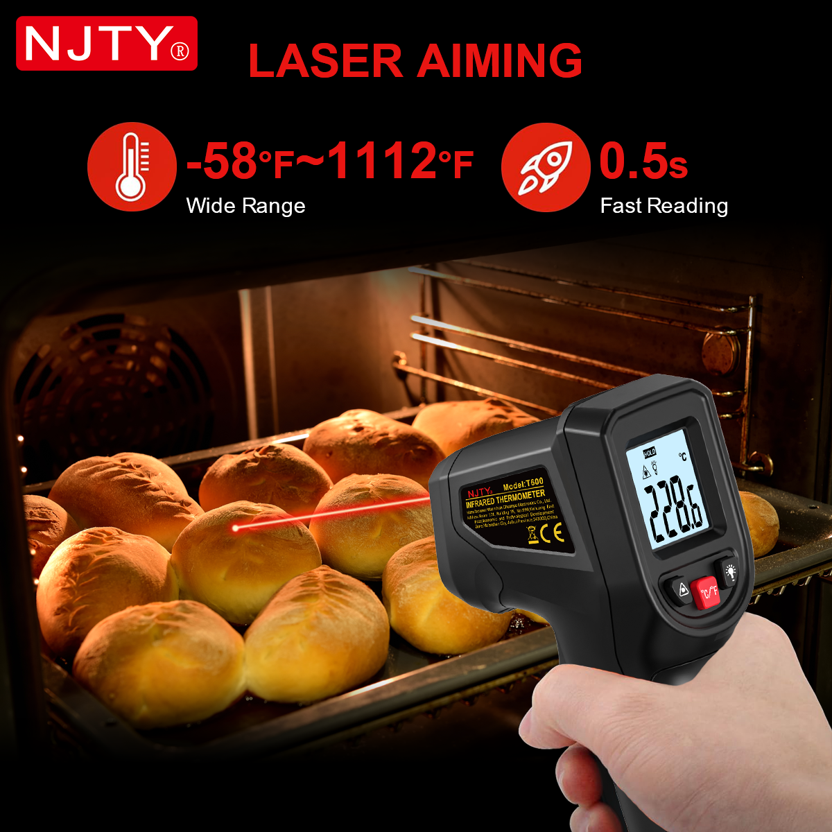 NJTY T600 Infrared Thermometer - Industrial Laser Temperature Gun บทวิจารณ์และราคา