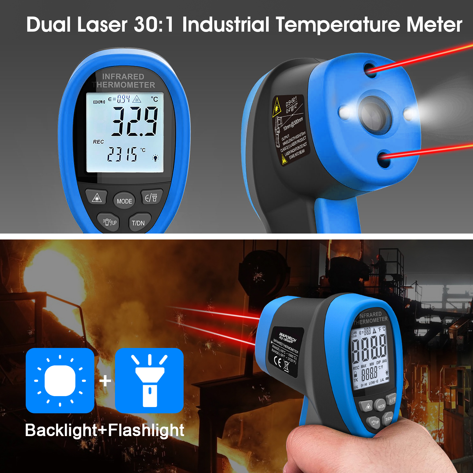 HP-1500APP Infrared Thermomete - Industrial Laser Temperature Gun บทวิจารณ์และราคา
