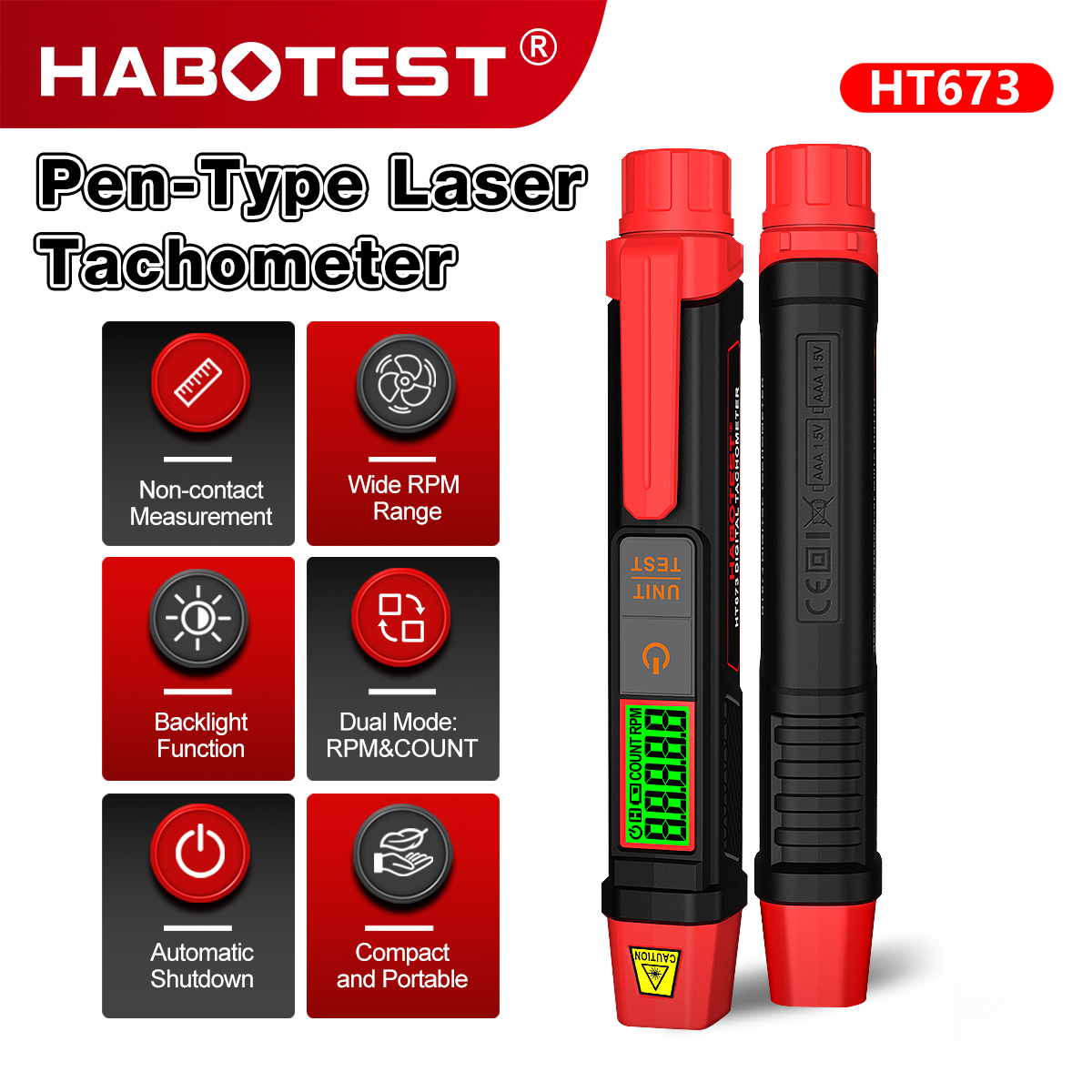 HABOTEST HT673 Pen Laser Tacho - Industrial Laser Tachometer บทวิจารณ์และราคา